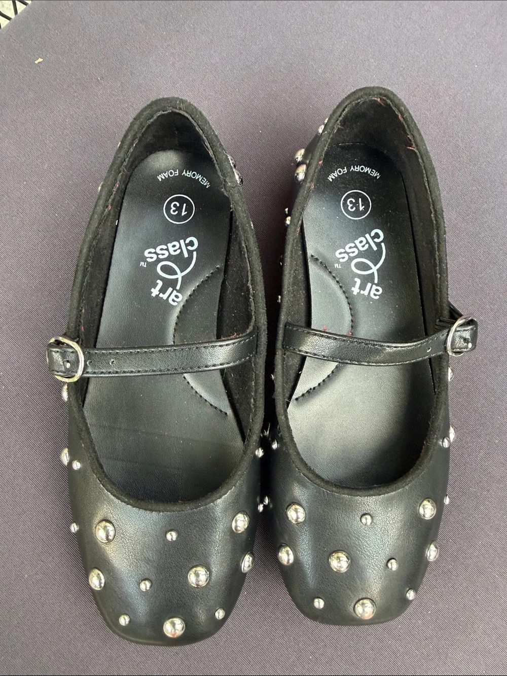 art class Black Studded Mary Jane Flats with Buckle little girl 13